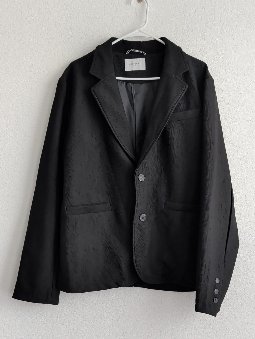 COS Black Men's Two-Button Textured Blazer